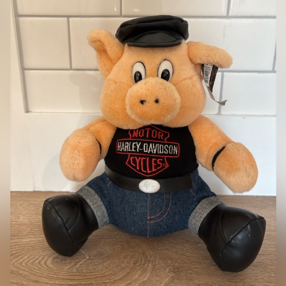 Vintage 1993 Harley Davidson Hog‎ Pig Plush Play By Play Biker Stuffed Toy